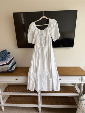 Faithfull the Brand White Puff-Sleeve Maxi Dress